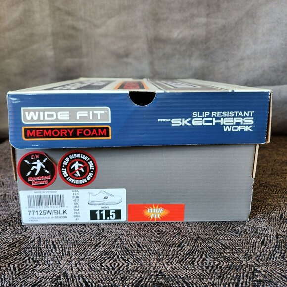 Skechers Work Flex Advantage Slip Resistant Men's WIDE 11.5 Black Shoes NIB - Picture 5 of 6